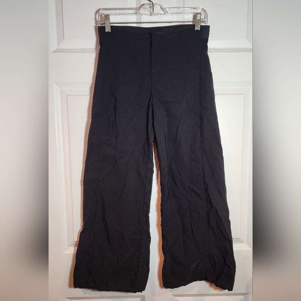 Equestrian Stretchy Black Wide Leg Pants Adjustable Bottom Hem